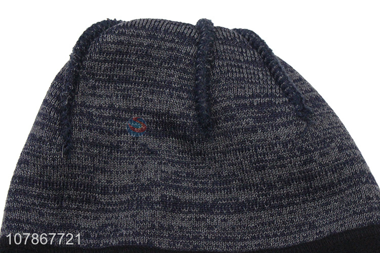 Low price gray melon leather hat winter cold-proof knitted hat wholesale