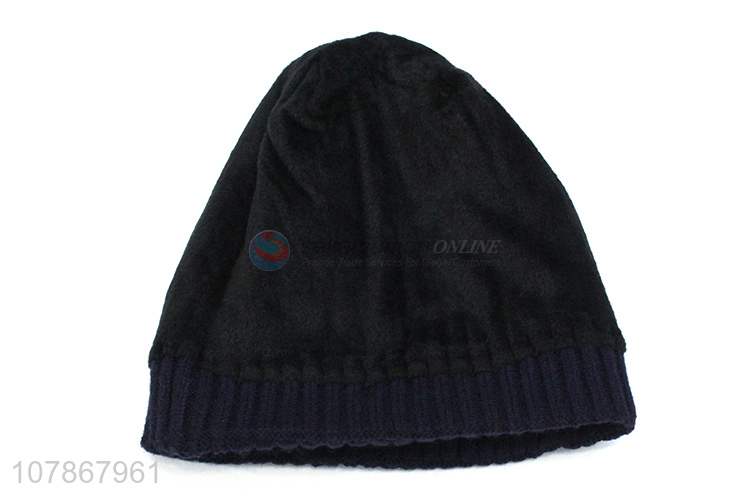 Yiwu wholesale blue embroidery woolen hat men sports warm knitted hat