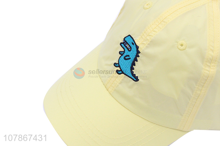 Hot sale yellow embroidery baseball cap for children outdoor sports sun cap