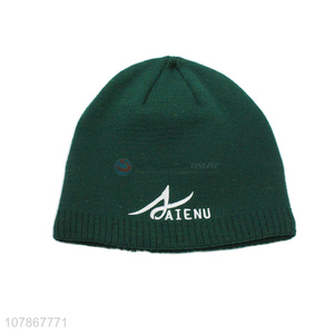 China factory wholesale green thick cold-proof knitted hat for men