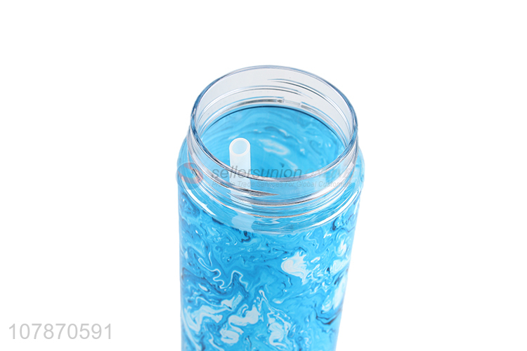 Latest arrival portable plastic water bottle with silicone straw