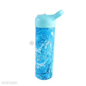 Latest arrival portable plastic water bottle with silicone straw