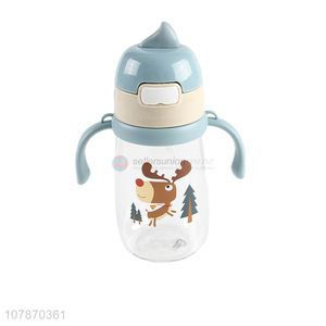 Private label cartoon unbreakable leakproof straw water bottle for kids