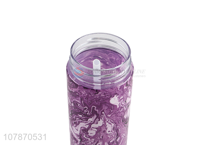 Good quality popular plastic water bottle with straw and handle