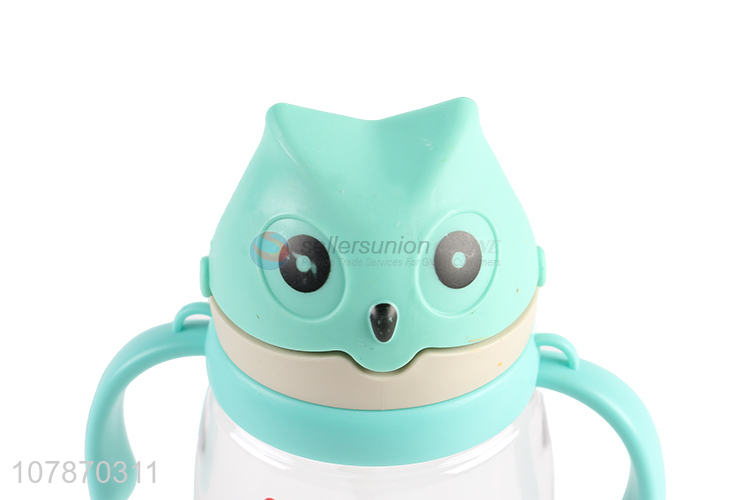 China wholesale cartoon children water bottle with straw and handle