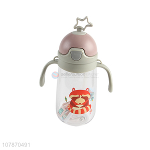 Most popular cartoon unbreakable children straw water bottle with strap