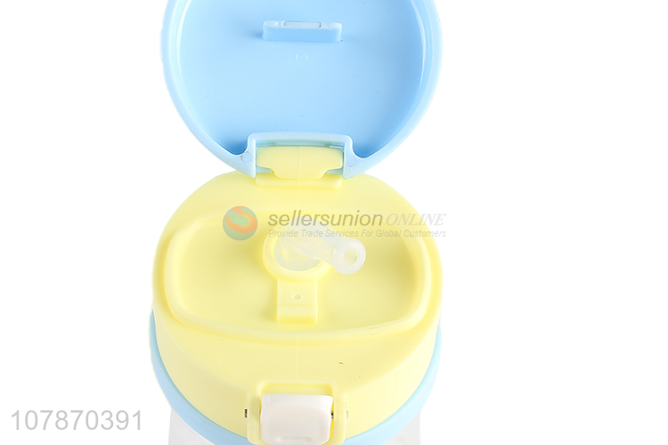 Latest arrival cartoon baby children water bottle with silicone straw