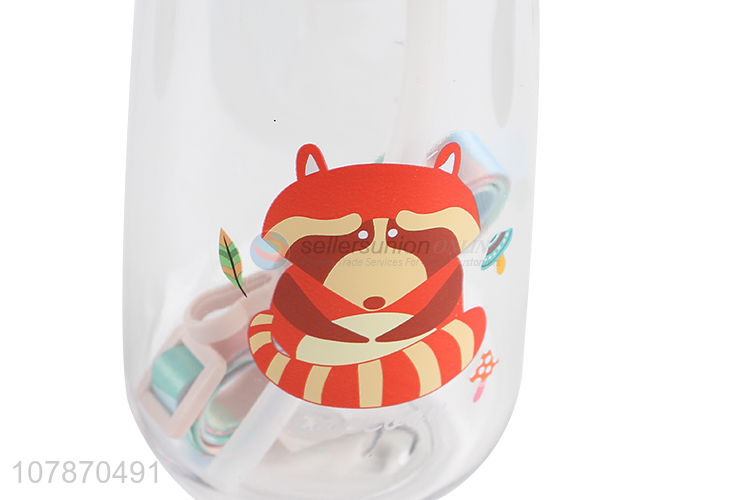 Most popular cartoon unbreakable children straw water bottle with strap