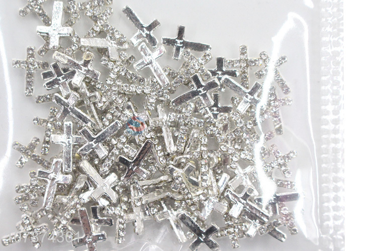 New Arrival Silver Mini Cross Metal Nail Art Diamonds for Ladies