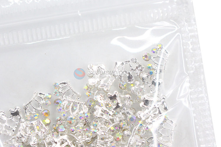 New Arrival Silver Crown Nail Rhinestone for Ladies Nail Art DIY Accessories