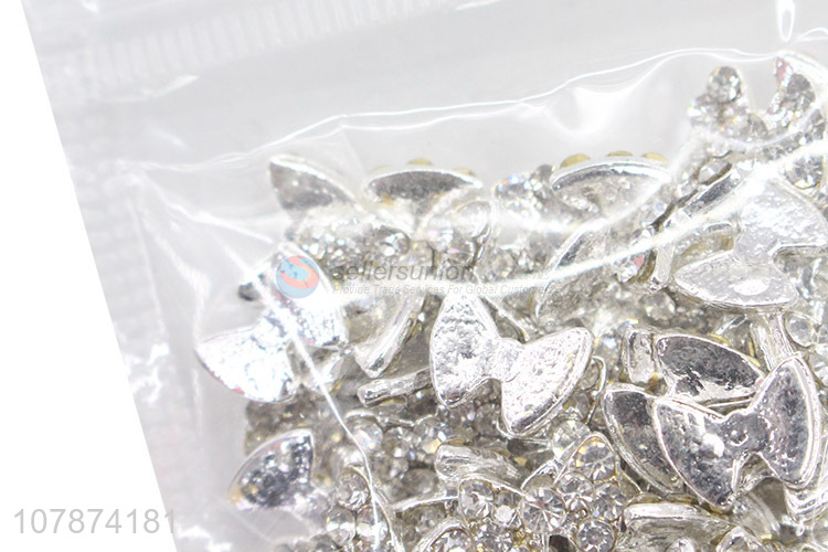 Hot Selling Silver Bow Decorated Nail Diamond Wholesale