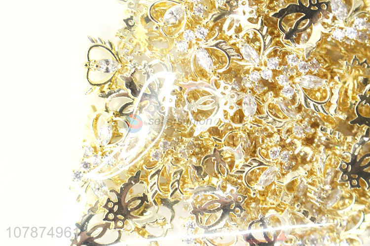 Hot Selling Golden Creative DIY Metal Nail Sticker Rhinestone