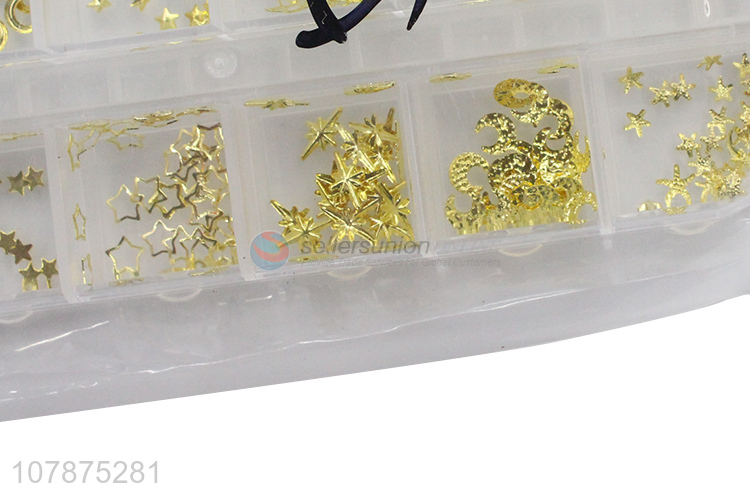 China Export Golden Metal DIY Nail Art Sticker Rhinestones Set