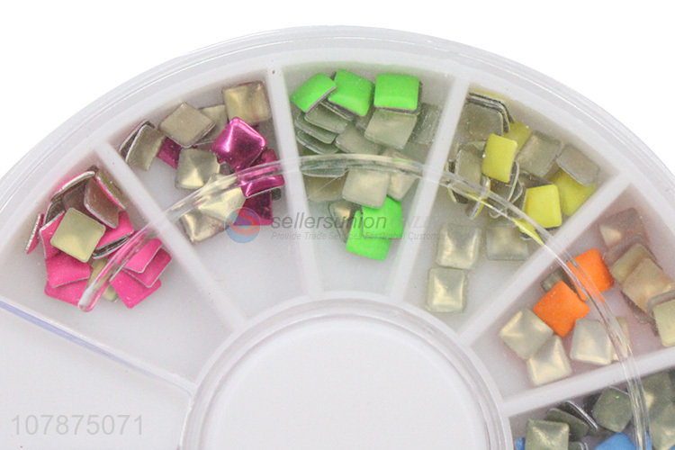 Hot sale multicolor square DIY nail art stickers diamond set