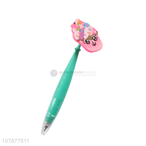 High quality green ballpoint pen plastic toy pen with cover