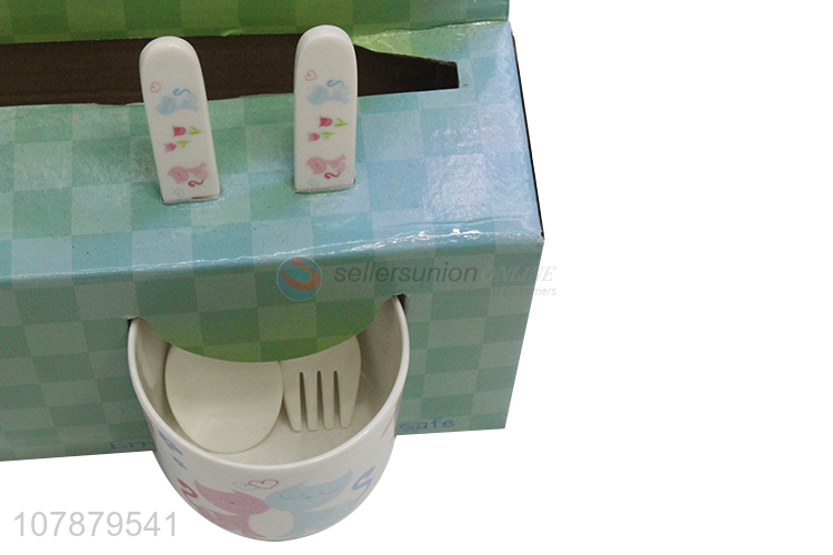 Custom logo kids girls dinnerware set melamine bowl spoon fork cup