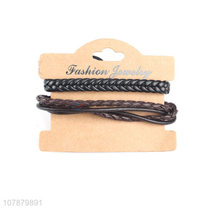 Most popular waterproof cowhide leather couple bracelet jewelry