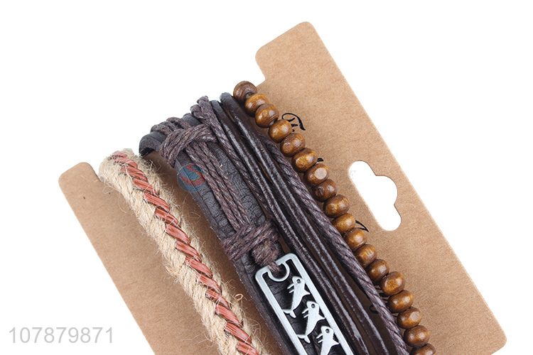 New arrival decorative cowhide leather jewelry handmade bracelet