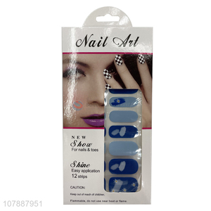 High quality tender blue real nail polish strips nail art wraps