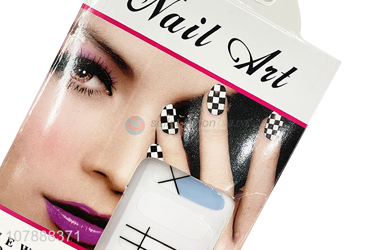 Low price temperament lined full cover nail decals nail stickers