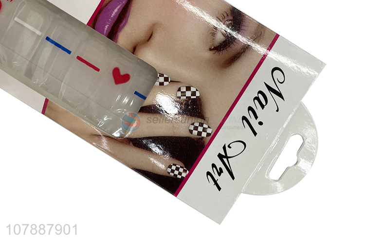 Hot sale fashion heart pattern nail wraps transparent nail sticker