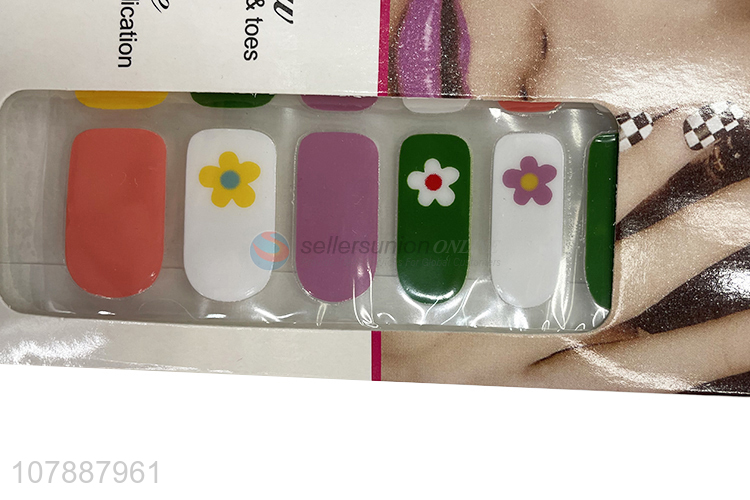 Yiwu wholesale colorful flower pattern fingernail polish strips