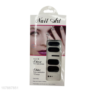 High quality black nail decals waterproof long lasting nail wraps