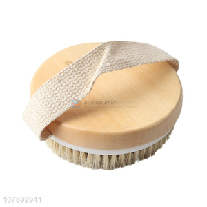 Factory supply round hand-held wooden bath shower brush massager