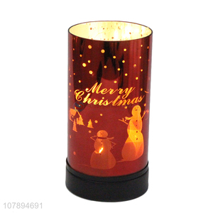 Yiwu wholesale Christmas decoration cylindrical led light glass ornaments