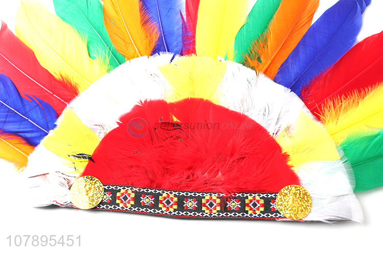 Online wholesale colored feather indian headdress headband