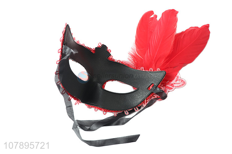 New design red party feather mask masquerade mask for sale