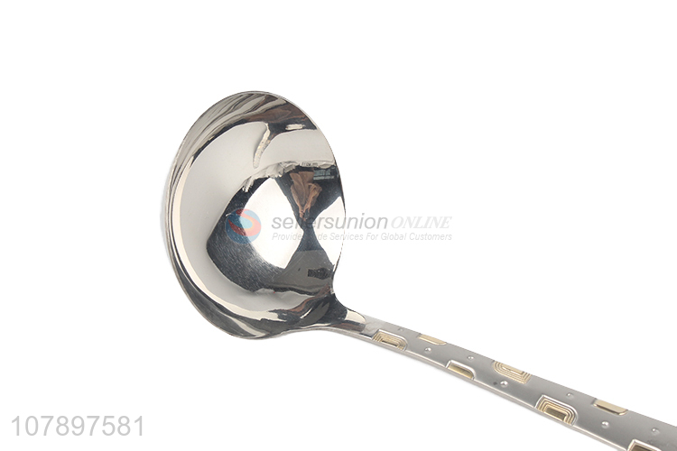 Wholesale silver stainless steel long handle hot pot soup spoon