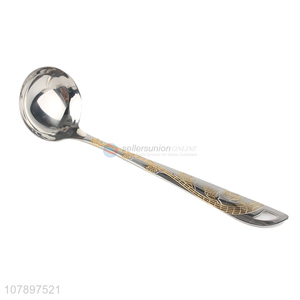 New arrival silver stainless steel chinese knot long handle soup spoon