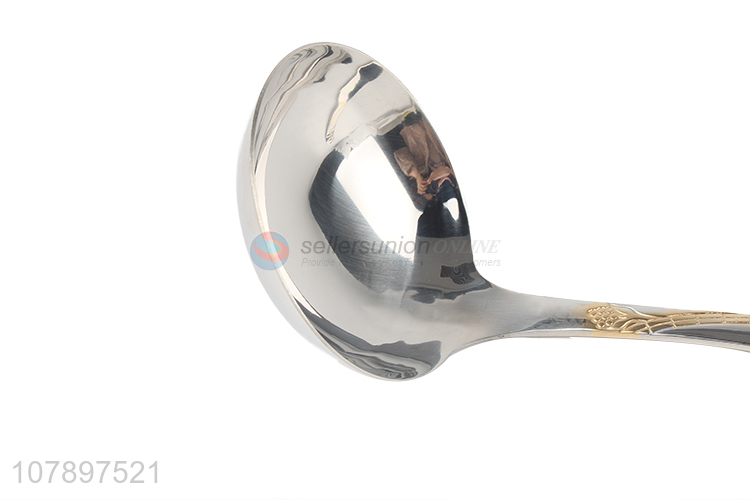 New arrival silver stainless steel chinese knot long handle soup spoon