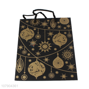 Good price wholesale black christmas day printing paper tote bag