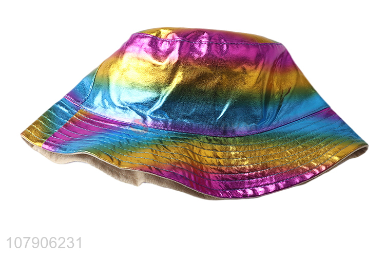 Wholesale rainbow color two sides waterproof ladies bucket hat sunhat