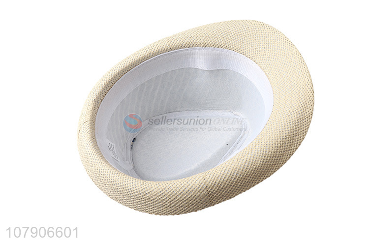 Latest arrival men summer printed paper straw hat fedora panama hat