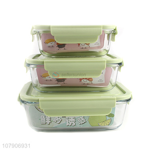 Hot sale rectangular durable glass crisper lunch box