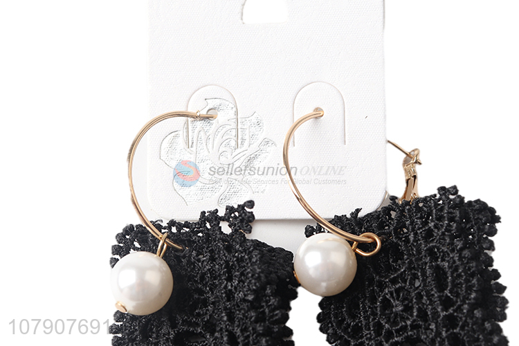 Creative design black women jewelry accessories earrings with pearl