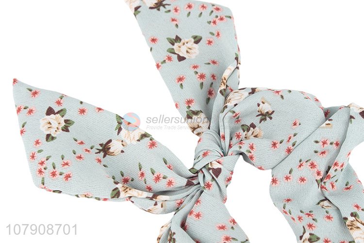 Factory supply trendy floral print hair scrunchies women ladies hair ties