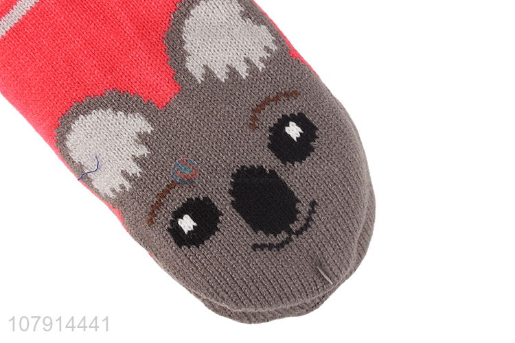 Wholesale cartoon jacquard knitting ladies indoor socks fleece lined floor socks