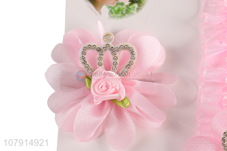 Newest Crown Handmade Flower Hairpin Infant Kids Hair Band Set