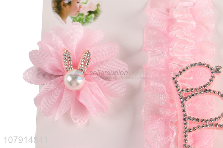 Delicate Design Rabbit Ear Hairpin Crown Headband Set For Kids