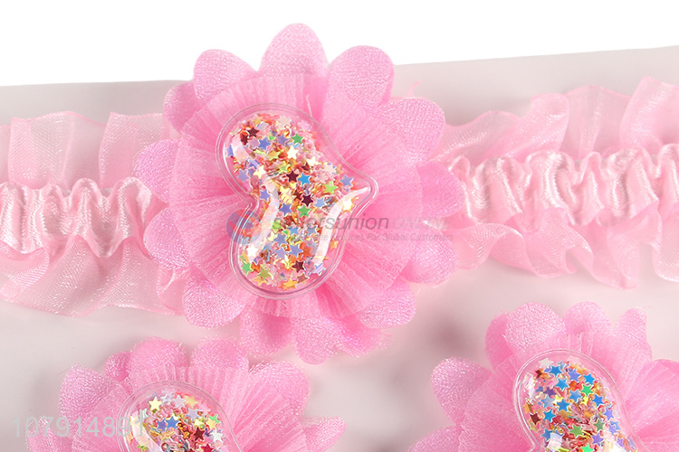 Latest Sequins Heart Hairpin Elastic Headband Set For Girls