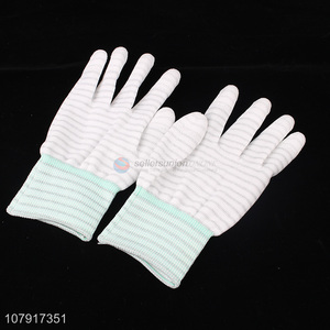 Factory Supplies Striped Carbon Fiber Fingertip Coating Gloves Work Gloves