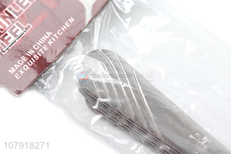 High quality carved silver stainless steel eating spoon set