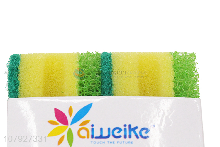 Hot selling kitchen scouring pad 2PC sponge coating