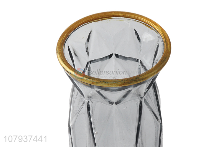 Top product gold rimmed tinted glass vase colored glass flower vase