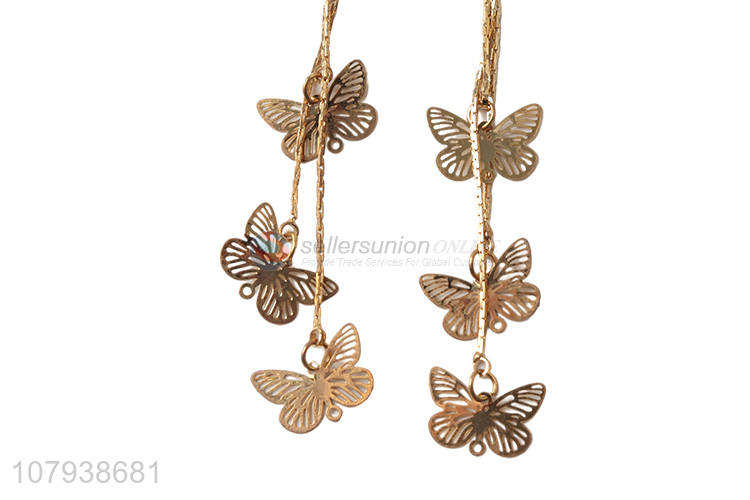 Factory price delicate design women earrings jewelry with butterfly pendant