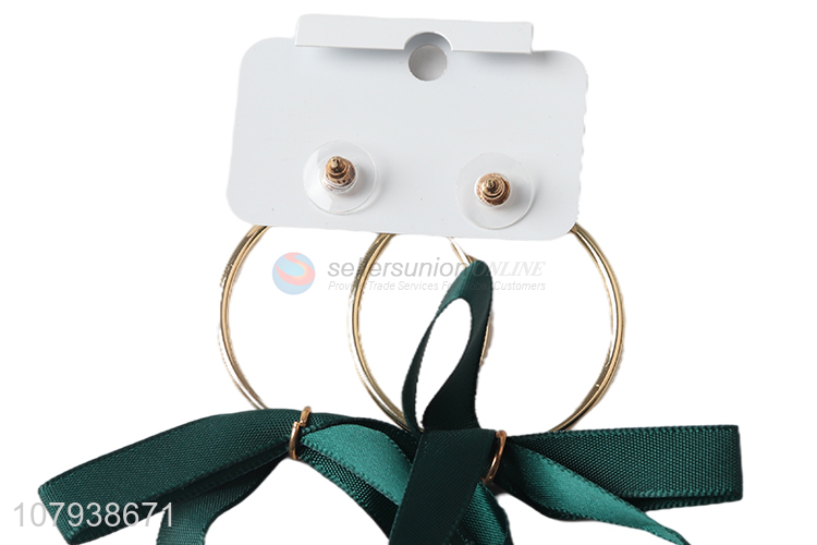 Factory direct sale green ribbon earrings for women jewelry